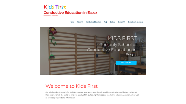 Screenshot of the Kids First website