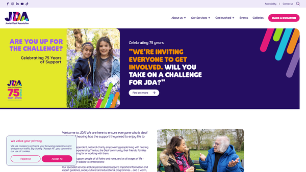 Screenshot of the The Jewish Deaf Association website