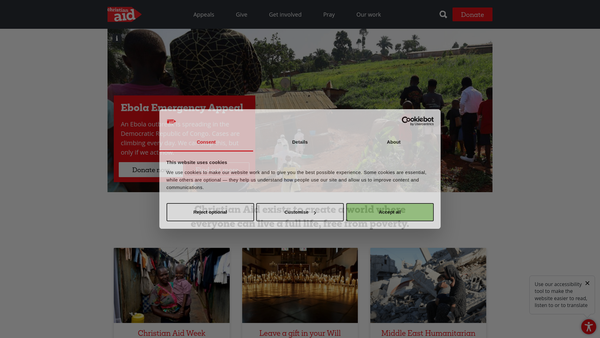 Screenshot of the Christian Aid website