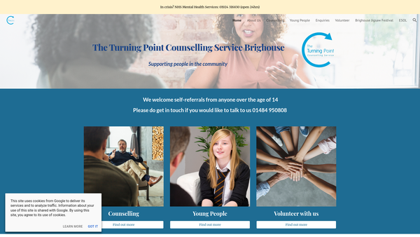 Screenshot of the The Turning Point Counselling Service website