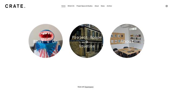 Screenshot of the Crate Studio & Project Space Limited website