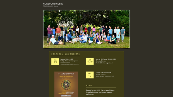 Screenshot of the Nonsuch Singers website