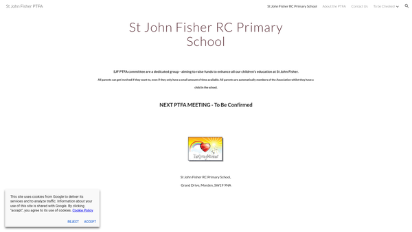 Screenshot of the St.john Fisher Parent Teacher And Friends Association website