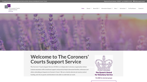 Screenshot of the The Coroners' Courts Support Service website