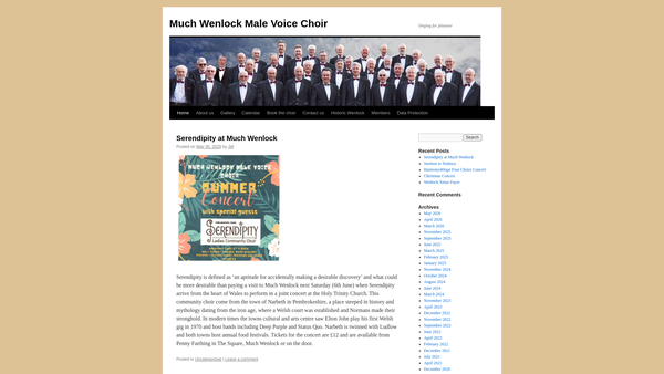 Screenshot of the The Much Wenlock Male Voice Choir website