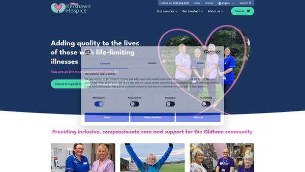 Screenshot of the Dr Kershaw's Hospice website