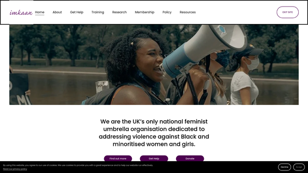Screenshot of the Imkaan website
