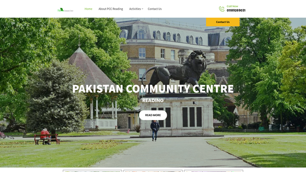 Screenshot of the Pakistan Community Centre website