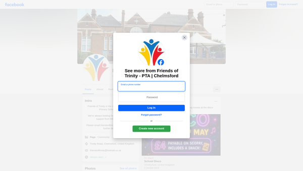 Screenshot of the Friends Of Trinity (Road Primary School) website
