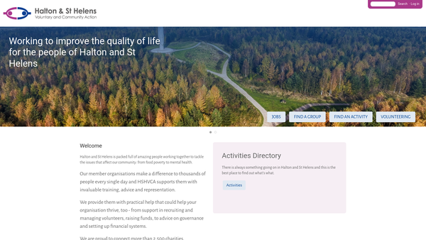 Screenshot of the Halton And St Helens Voluntary And Community Action website
