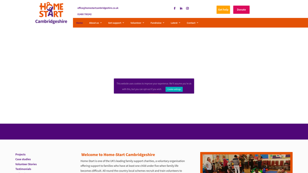 Screenshot of the Home-Start Cambridgeshire website