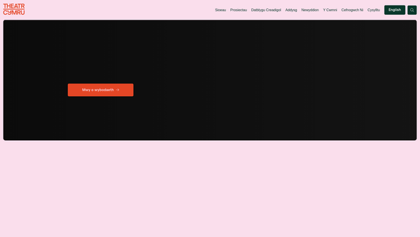Screenshot of the Theatr Genedlaethol Cymru website