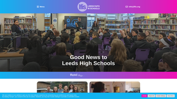 Screenshot of the Leeds Faith In Schools website