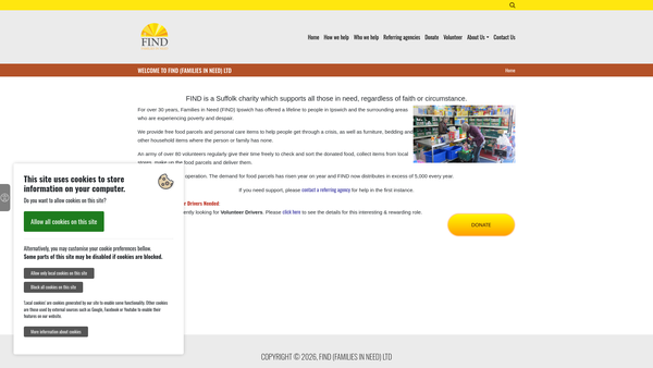 Screenshot of the Find (Families In Need) Limited website