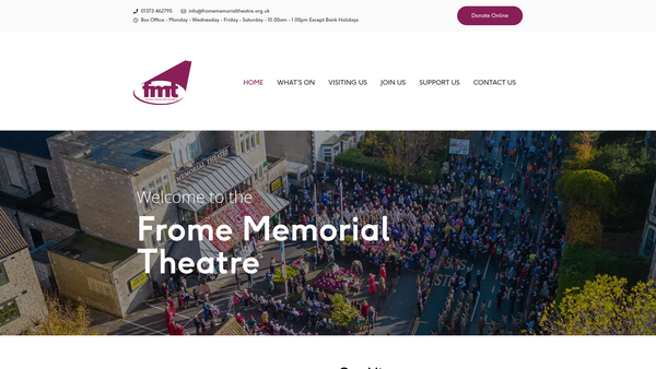 Screenshot of the Frome Memorial Theatre Trust website