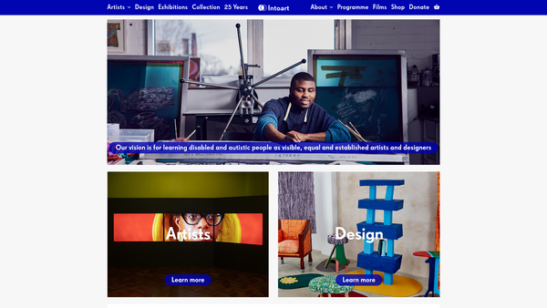Screenshot of the Intoart Projects website