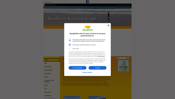 Screenshot of the The Benllech And District Recreational Association website