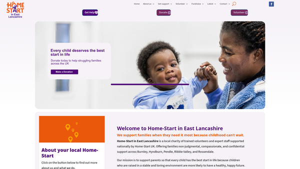 Screenshot of the Home-Start in East Lancashire website
