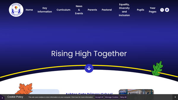 Screenshot of the Ashtongate Parent Teacher Association website