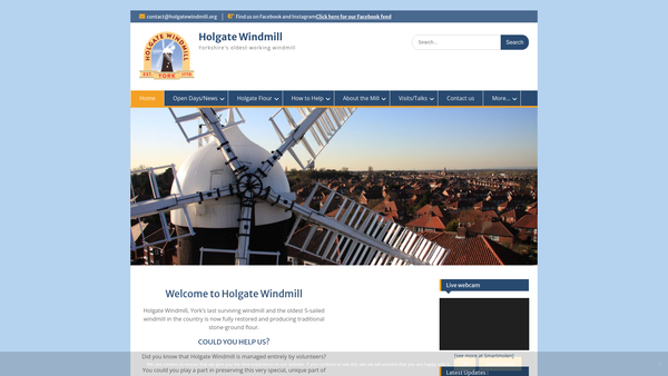 Screenshot of the Holgate Windmill Preservation Society website