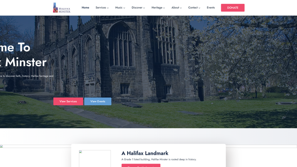 Screenshot of the The Friends Of Halifax Minster website