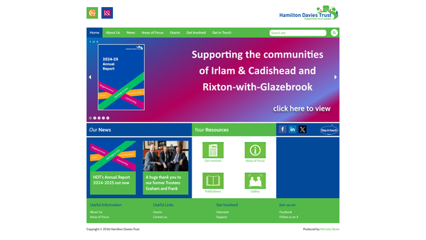 Screenshot of the The Hamilton Davies Trust website