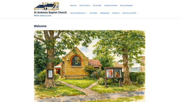 Screenshot of the St Andrew's Baptist Church Shepperton website
