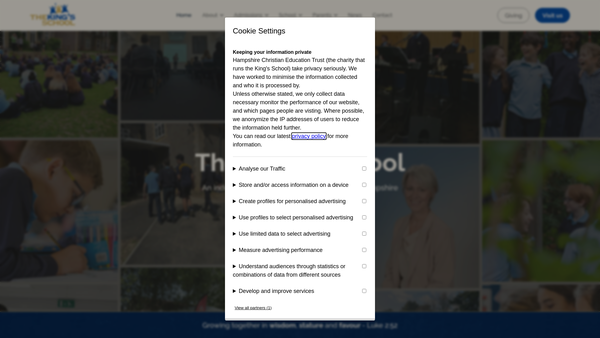 Screenshot of the Hampshire Christian Education Trust website