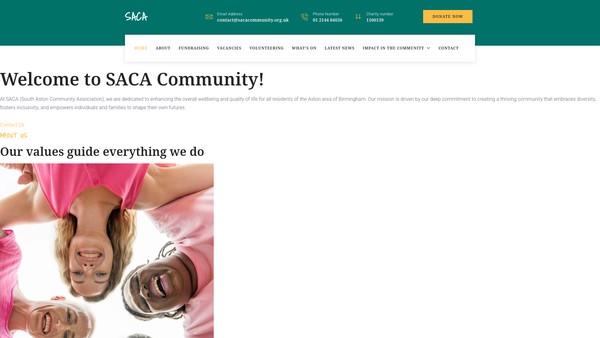 Screenshot of the South Aston Community Association website