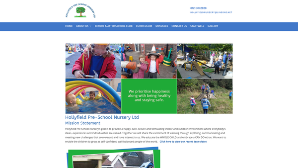 Screenshot of the Friends Of Hollyfield Nursery website