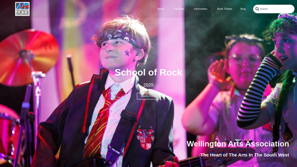 Screenshot of the Wellington (Somerset) & District Arts Association website