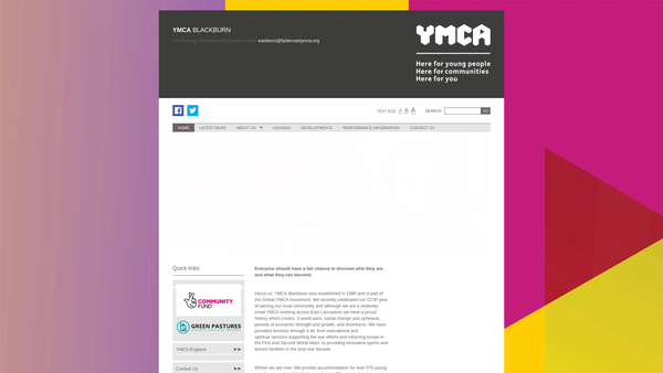 Screenshot of the Blackburn YMCA website