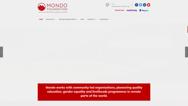 Screenshot of the Mondochallenge Foundation website