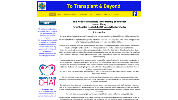 Screenshot of the To Transplant And Beyond website