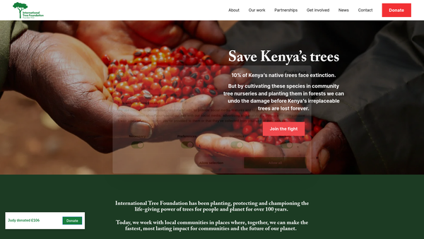 Screenshot of the International Tree Foundation website