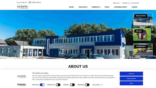Screenshot of the As-Suffa Trust website