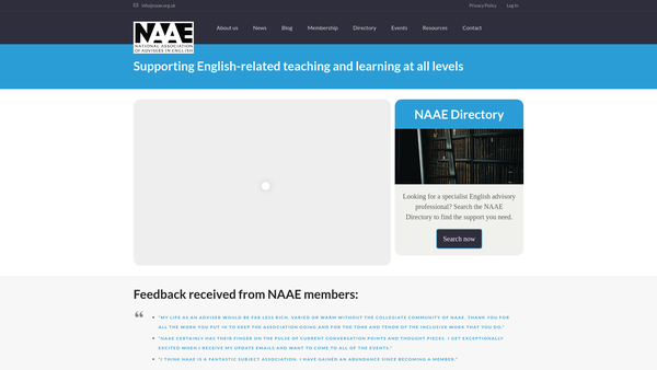 Screenshot of the National Association Of Advisers In English website