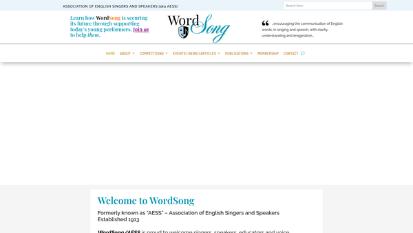 Screenshot of the Association Of English Singers And Speakers website