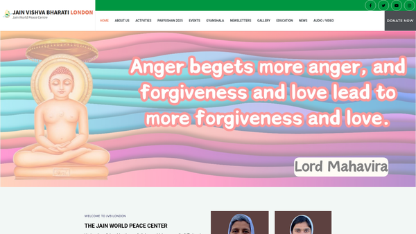 Screenshot of the Jain Vishva Bharati London website