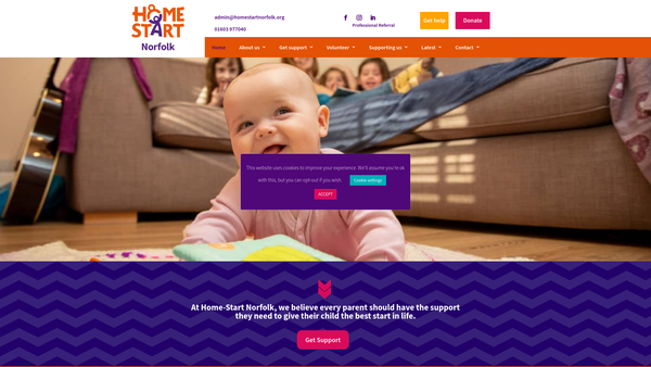 Screenshot of the Home-Start Norfolk website