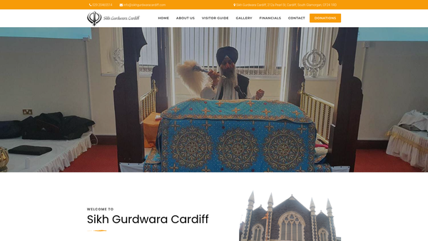 Screenshot of the The Sikh Gurdwara, Cardiff website