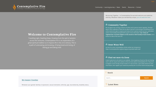 Screenshot of the Contemplative Fire website