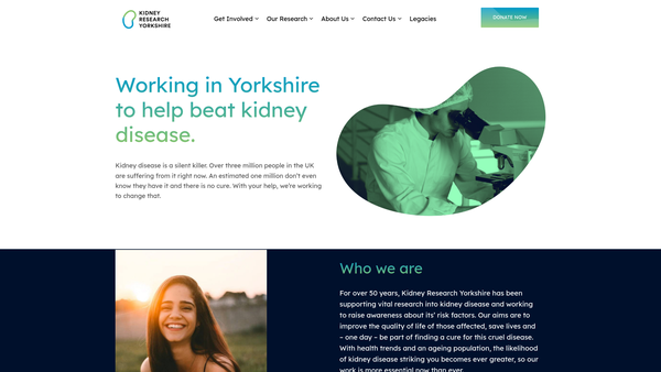 Screenshot of the Kidney Research Yorkshire website