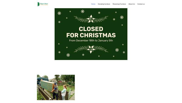 Screenshot of the Open Door Furniture Recycling Limited website