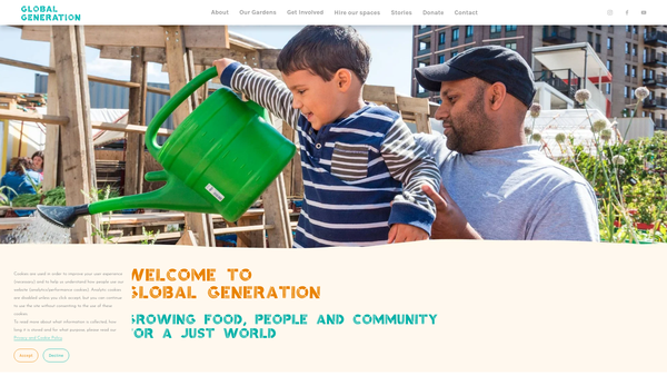 Screenshot of the Global Generation website