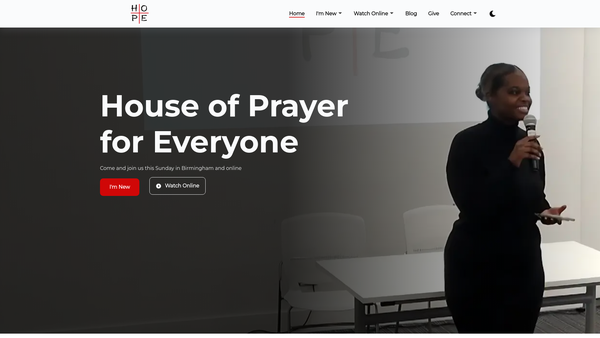 Screenshot of the H.o.p.e Ministries Limited website