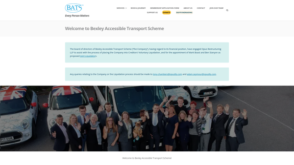 Screenshot of the Bexley Accessible Transport Scheme website