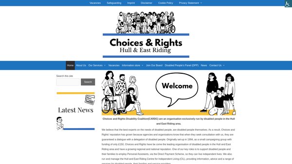 Screenshot of the Choices And Rights Disability Coalition website