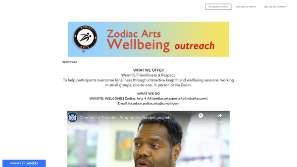 Screenshot of the Zodiac Arts website