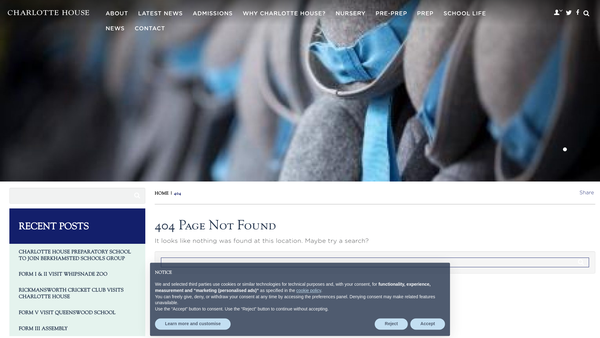 Screenshot of the Charlotte House Prep School PTA website